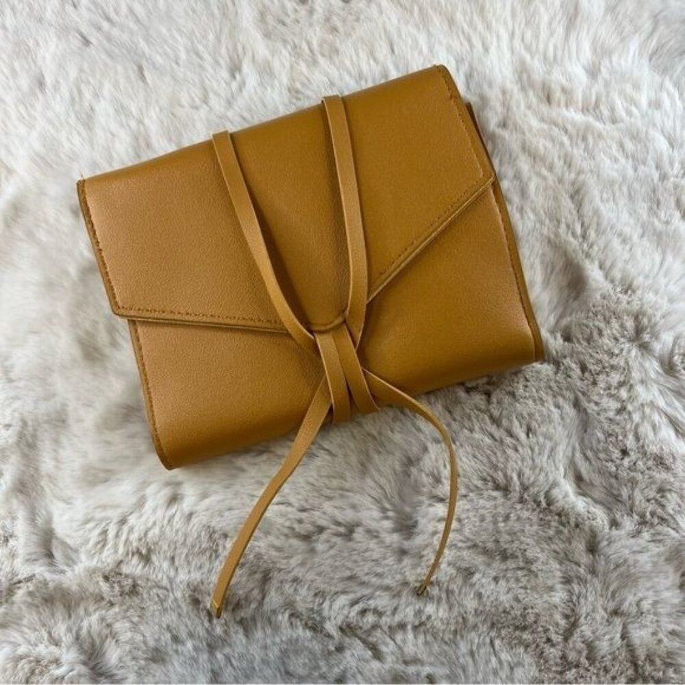 Glass Ladder & Co Tech Organizer Roll In Dark Tan Vegan Leather